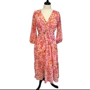 DKNY Pink Floral Long Sleeve Dress